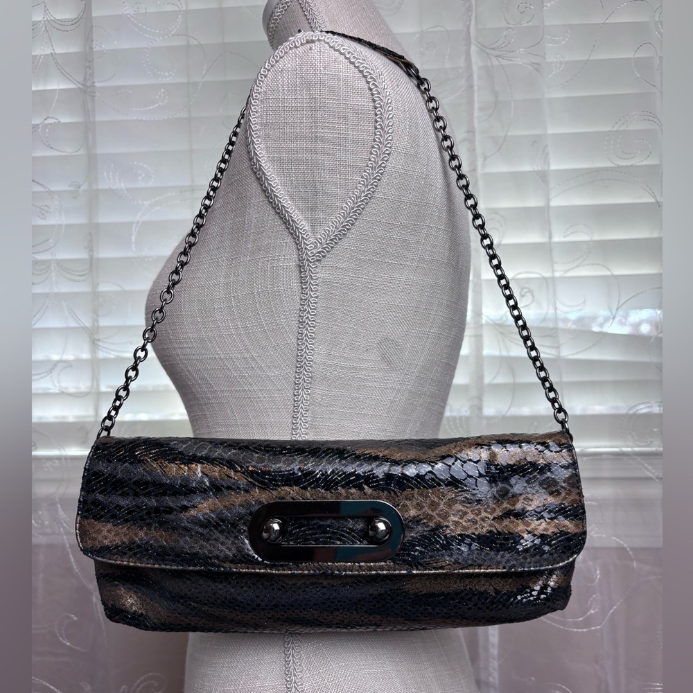 Hobo International Tiger Snake Exotic Patent Leather Handle Purse